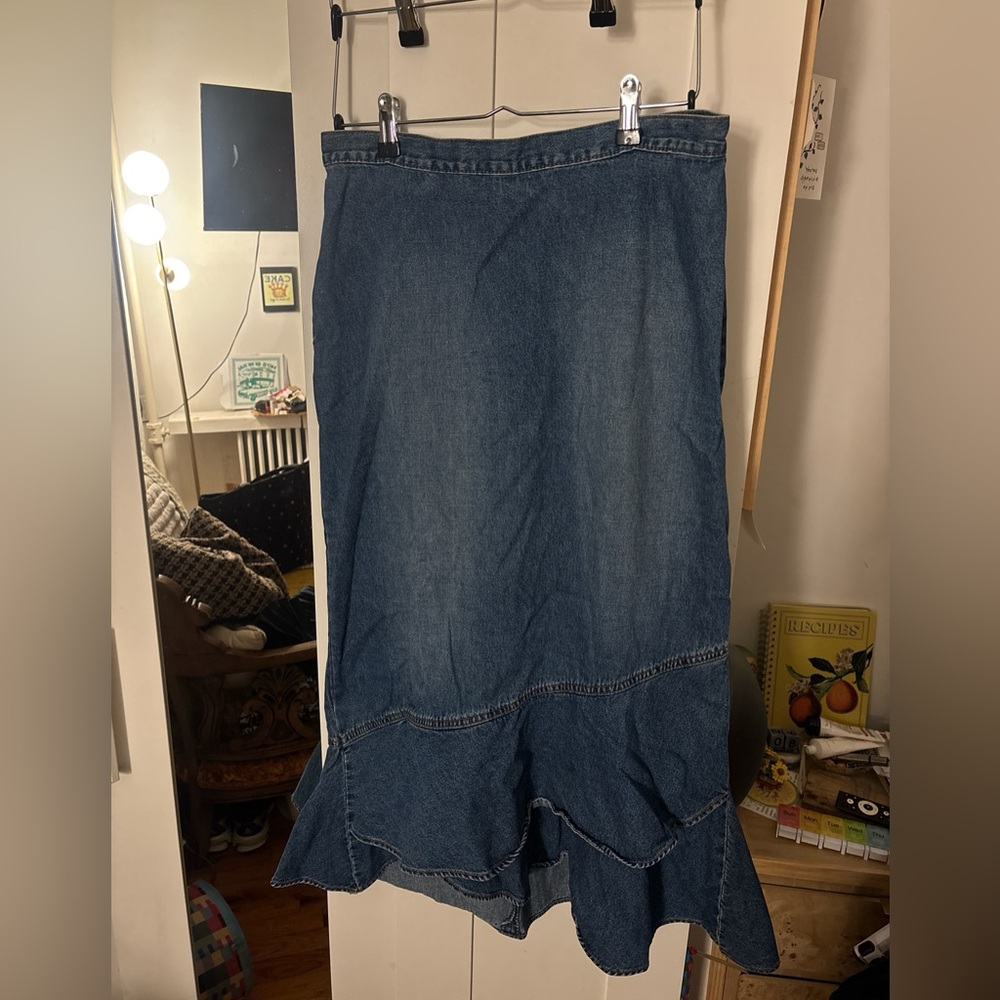 Vintage Denim Ruffled Skirt